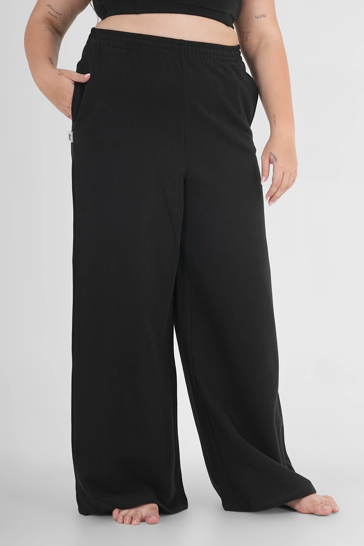 Sweatpants Straight Leg Black Plus Size