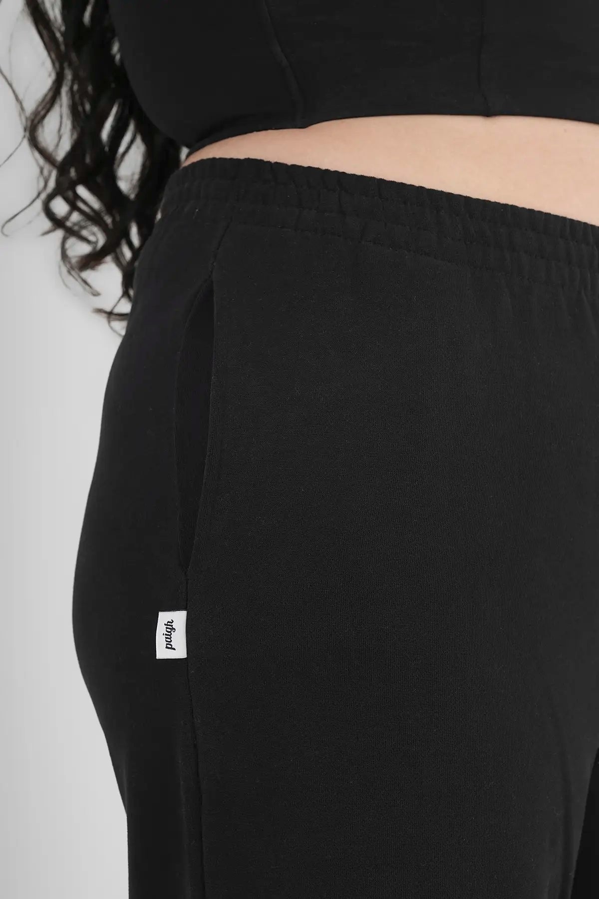 Sweatpants Straight Leg Black Plus Size