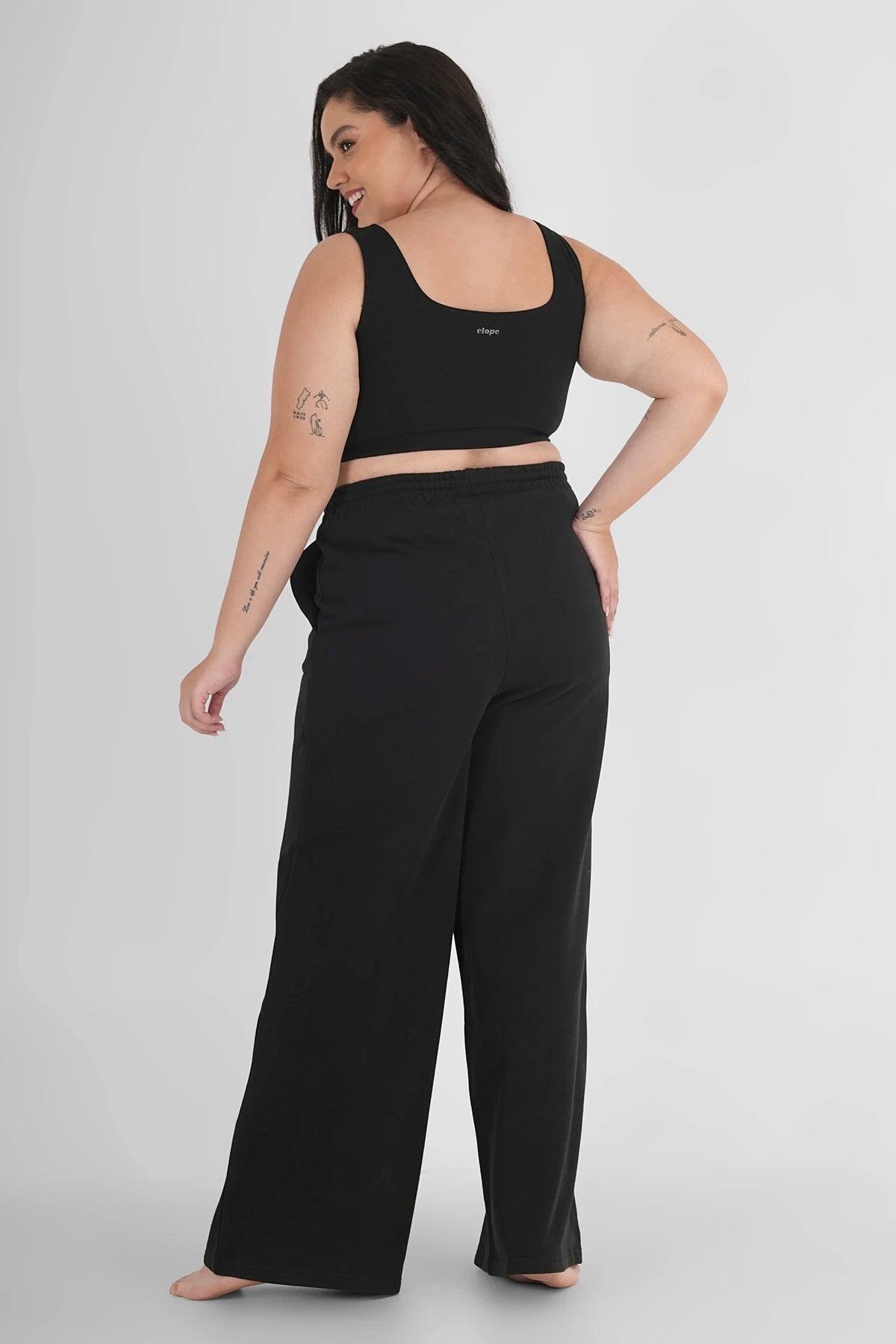 Sweatpants Straight Leg Black Plus Size