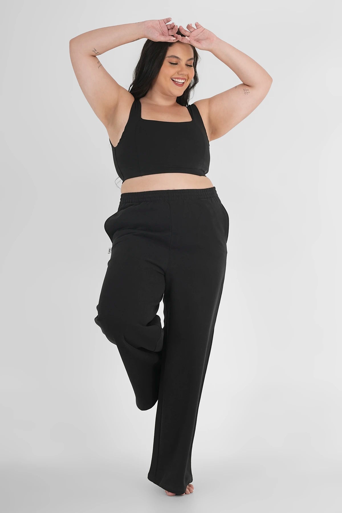 Sweatpants Straight Leg Black Plus Size