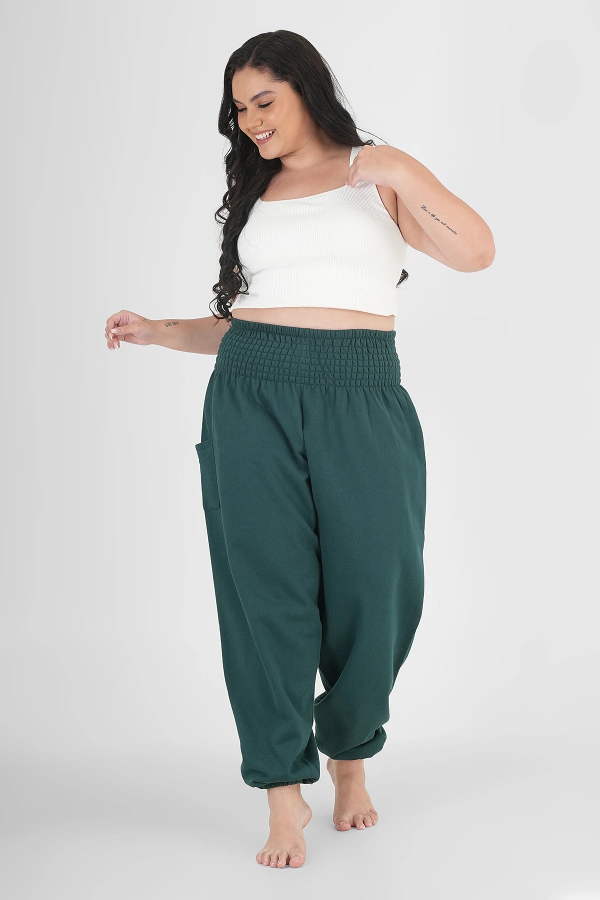 Warme Loungewear Haremshose Tiefsee