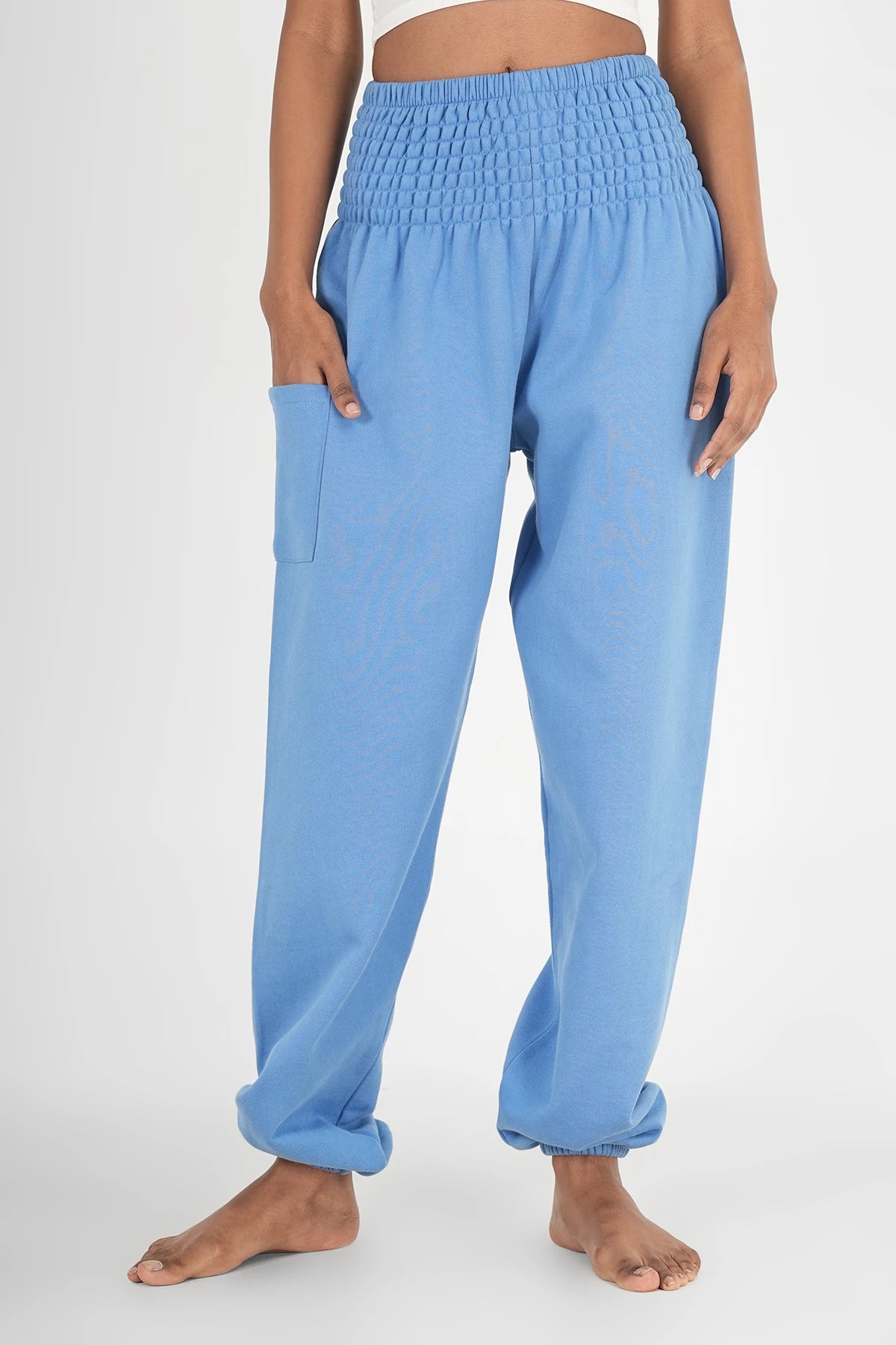 Warme Loungewear Haremshose Vintageblau