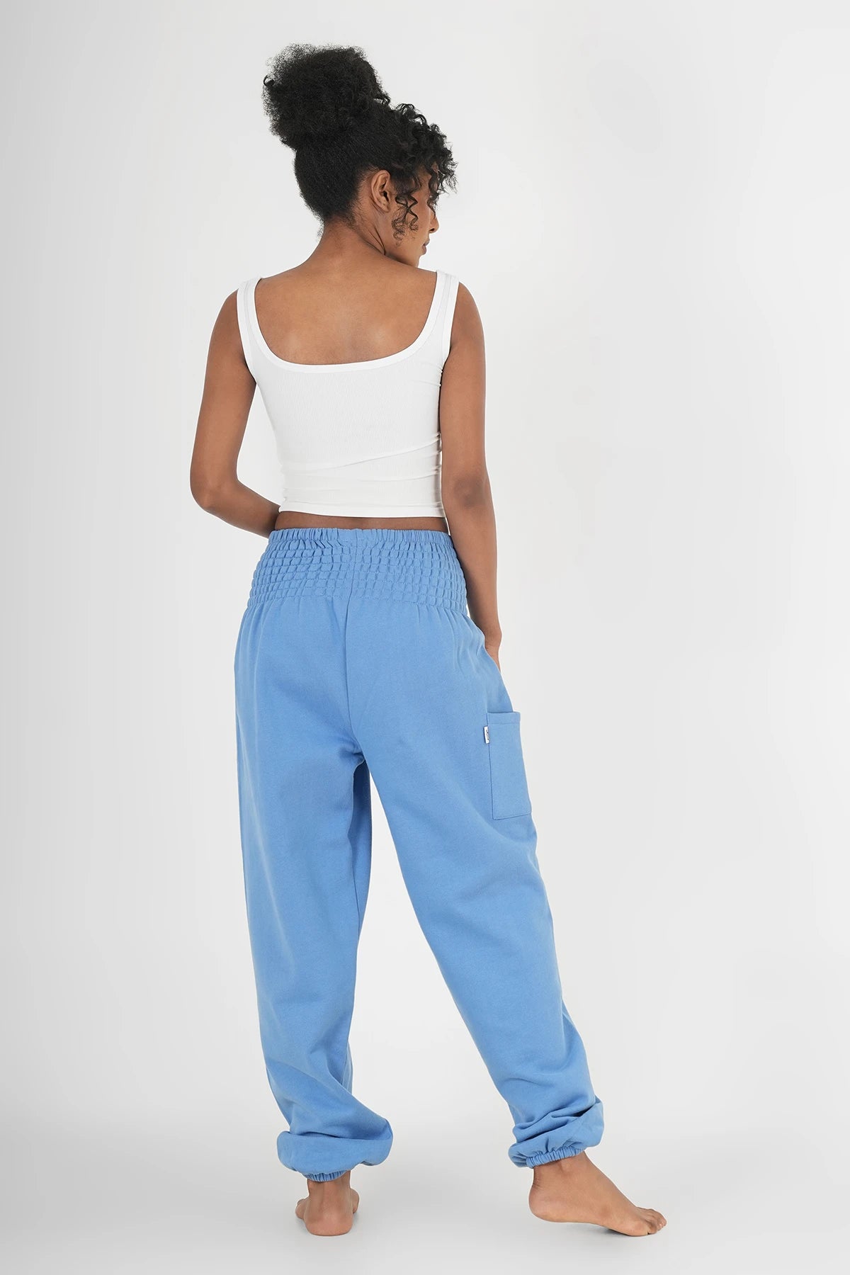 Warme Loungewear Haremshose Vintageblau
