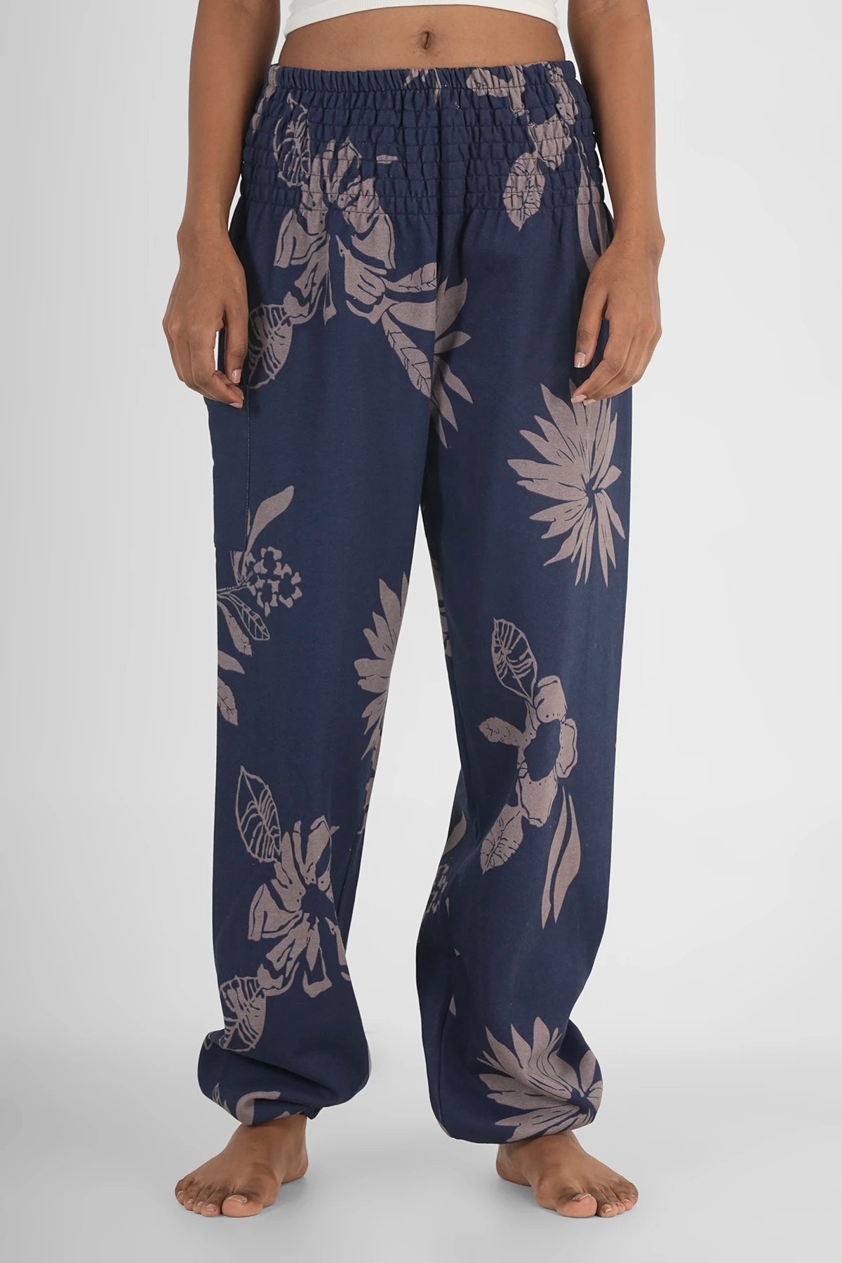 Caldi pantaloni harem per l'abbigliamento da casa ninfea blu scuro