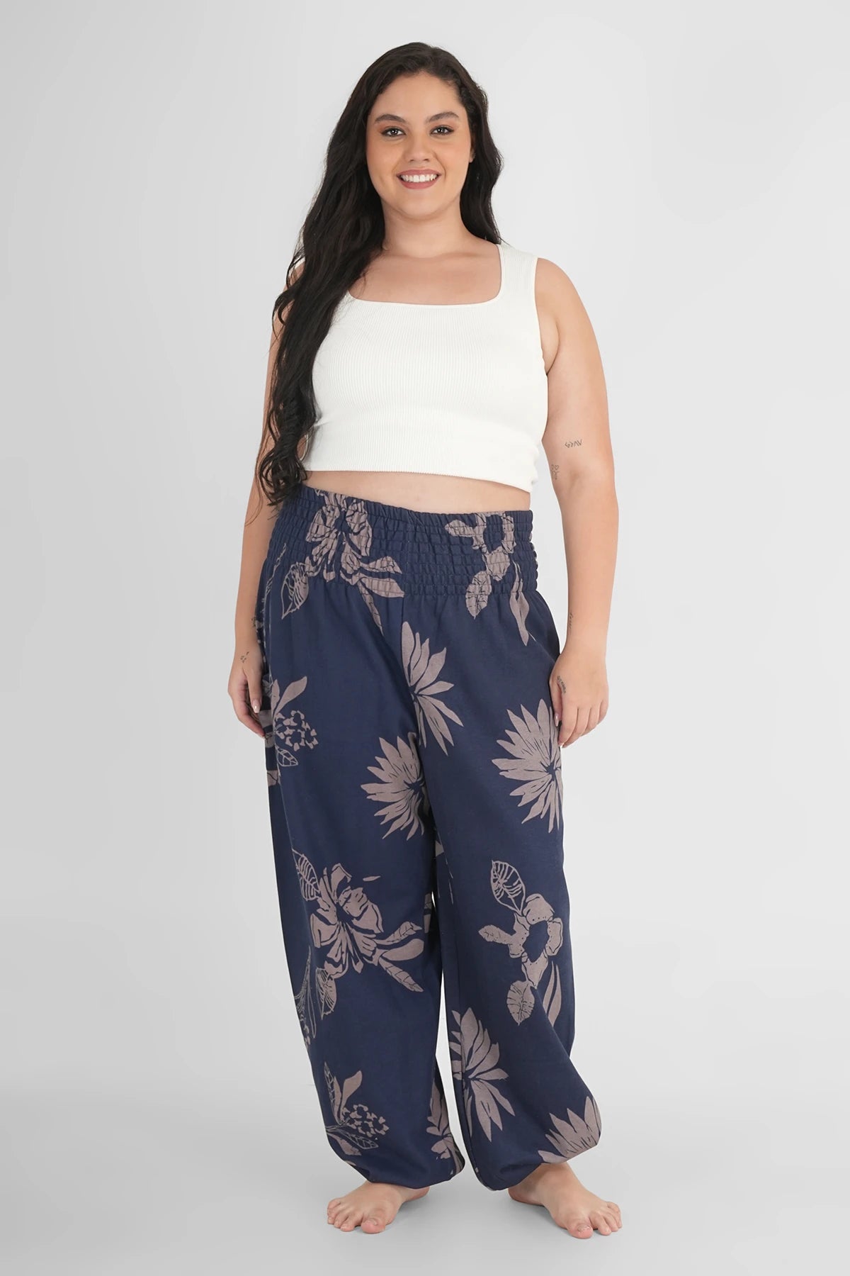 Caldi pantaloni harem per l'abbigliamento da casa ninfea blu scuro