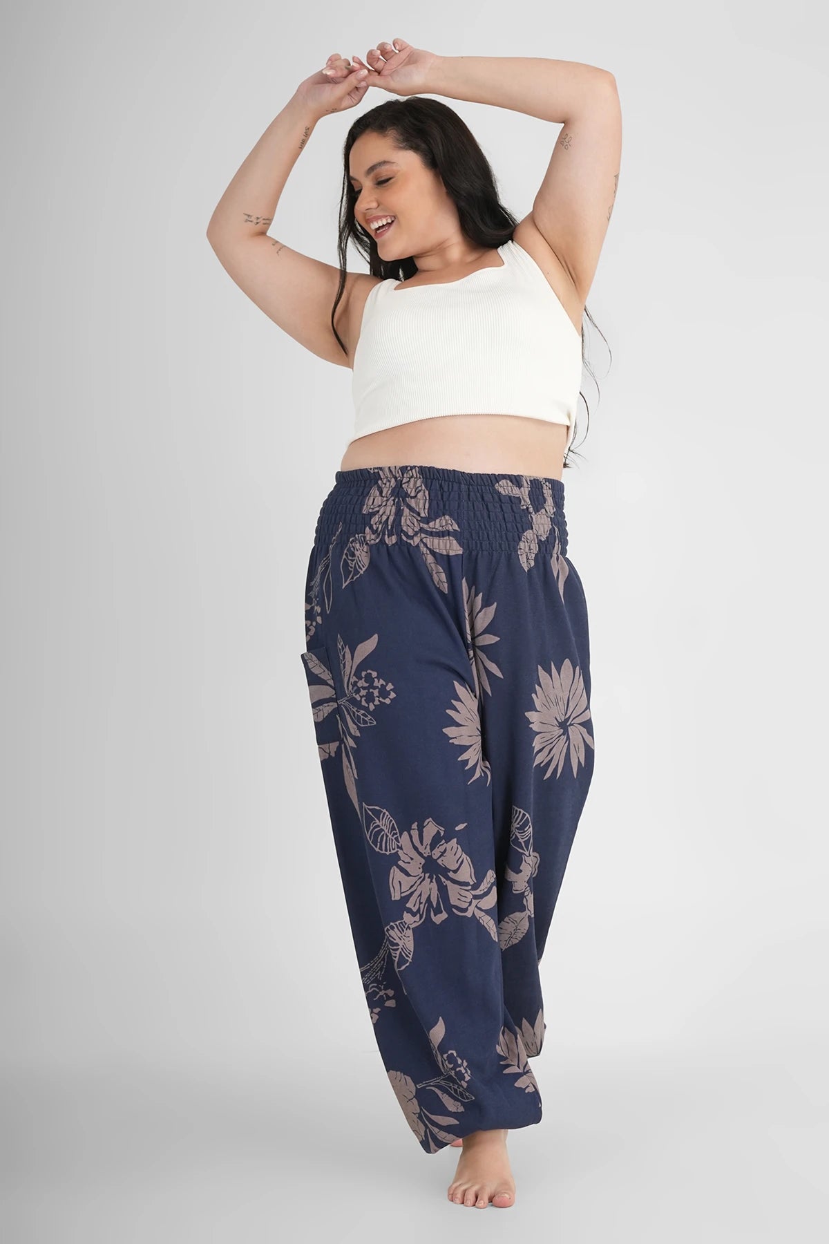 Caldi pantaloni harem per l'abbigliamento da casa ninfea blu scuro