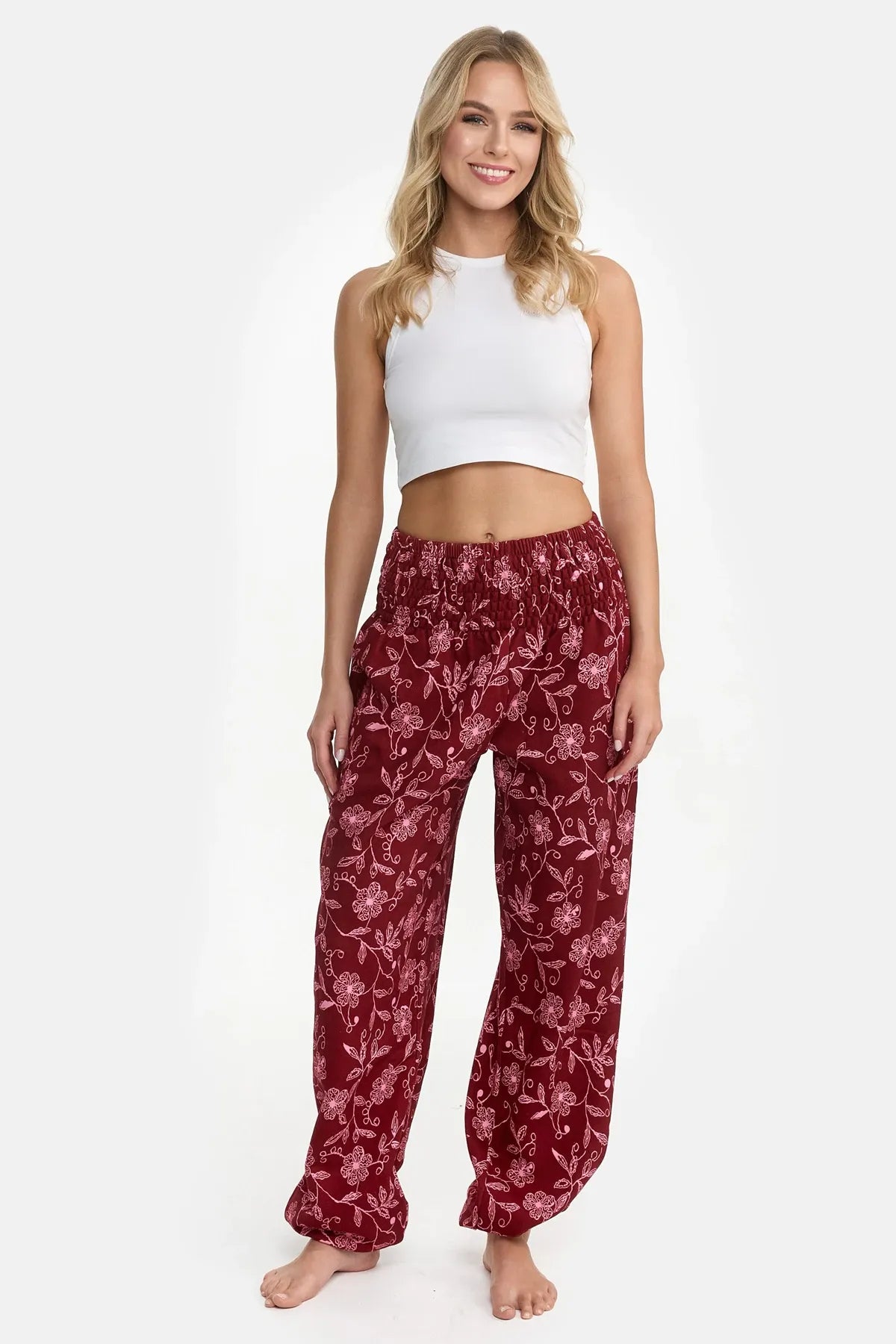 Warme Loungewear Haremshose Wildblume Long Version