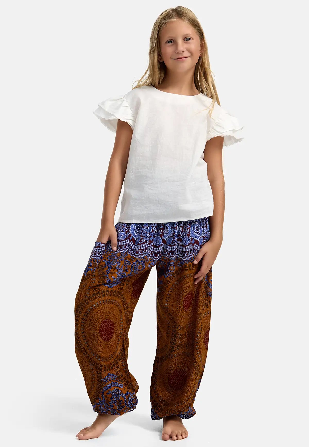 Kids Harem Pants Natural Mandala