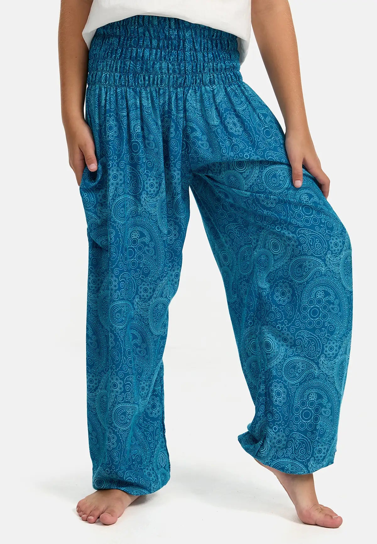 Kids Harem Pants Turquoise Ornaments