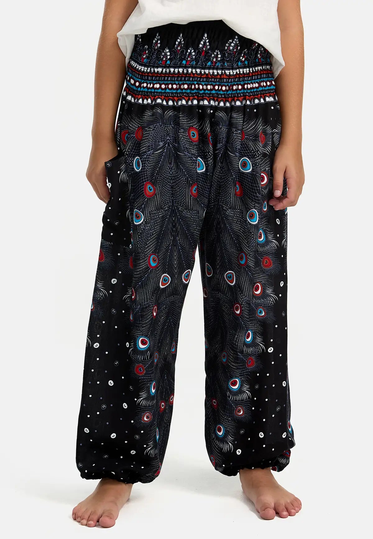 Kids Harem Pants Black Peacock Eye