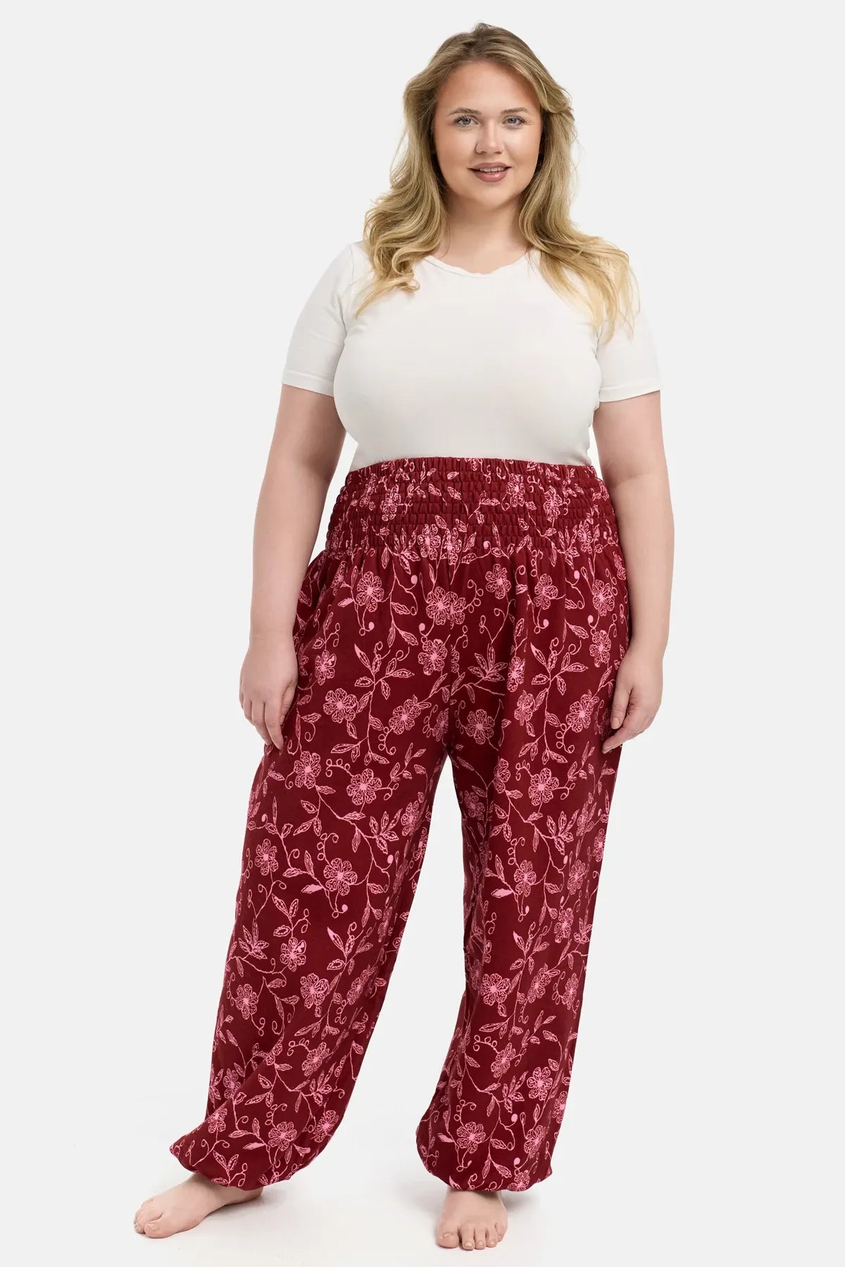 Warme Loungewear Haremshose Wildblume Plus Size