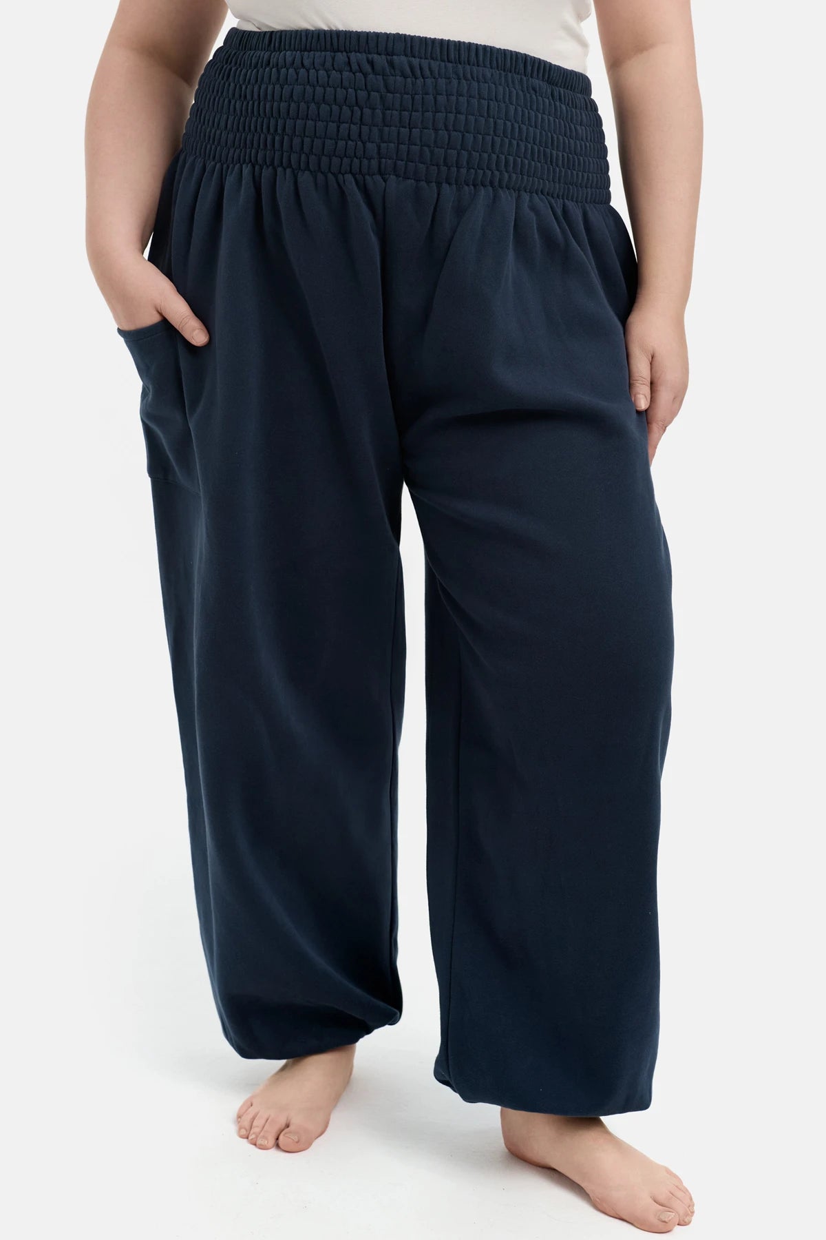 Warme Loungewear Haremshose Dunkelblau Plus Size