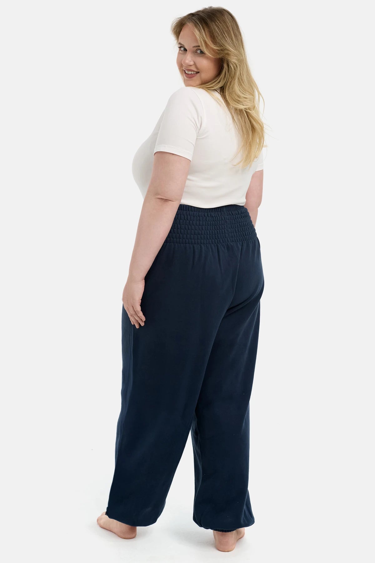 Warme Loungewear Haremshose Dunkelblau Plus Size