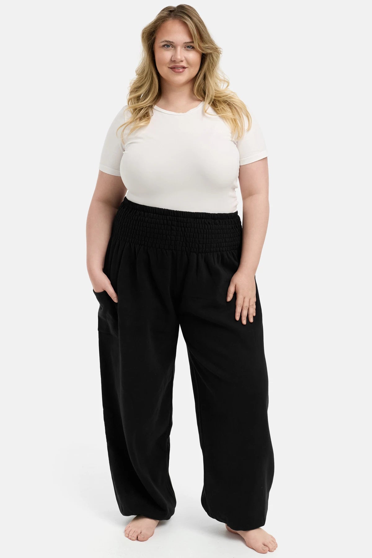 Warme Loungewear Haremshose Schwarz Plus Size