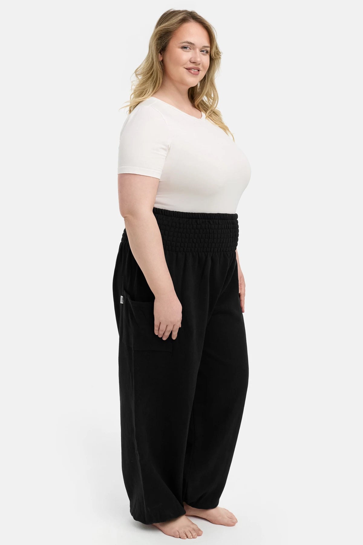 Warme Loungewear Haremshose Schwarz Plus Size