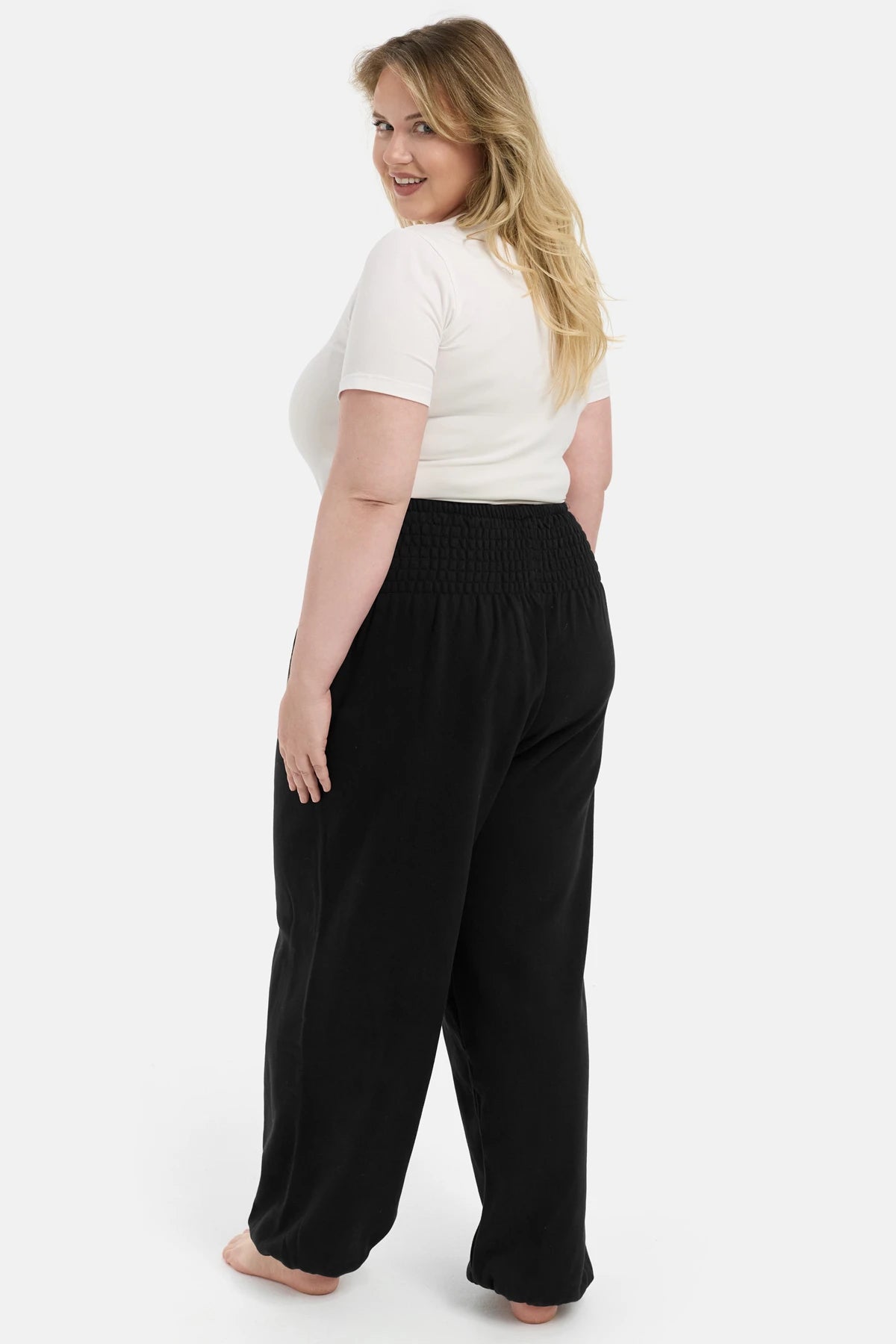 Warme Loungewear Haremshose Schwarz Plus Size