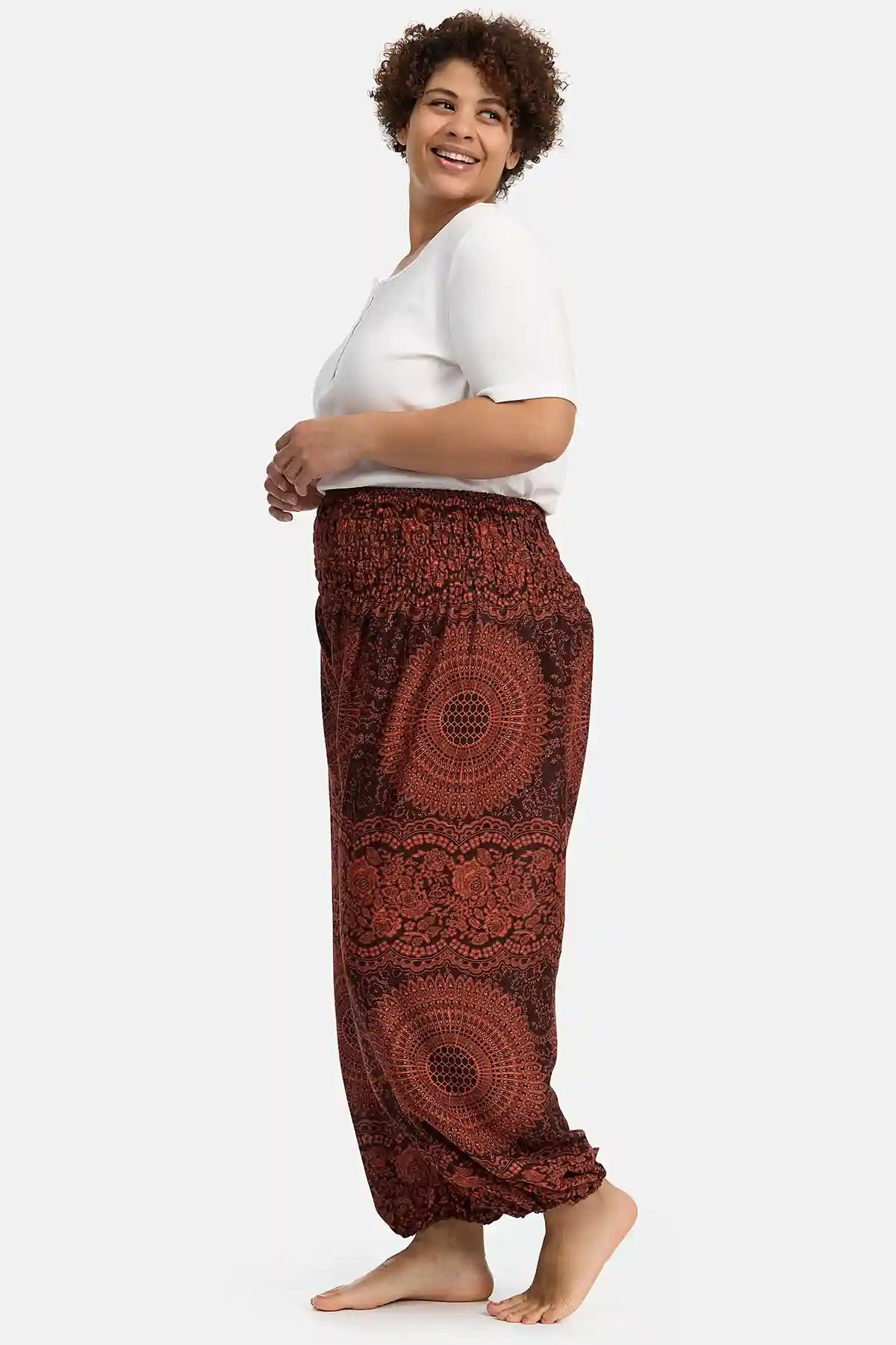 Harem Pants Orange Mandala Plus Size