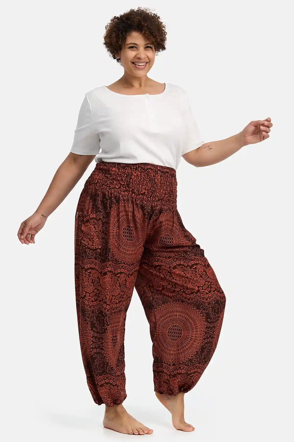 Haremshose Orange Mandala Plus Size