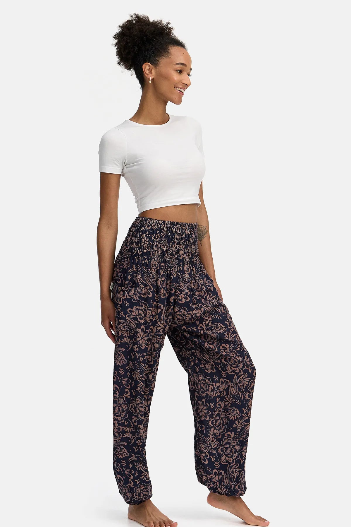 Harem pants rose blossom dark blue