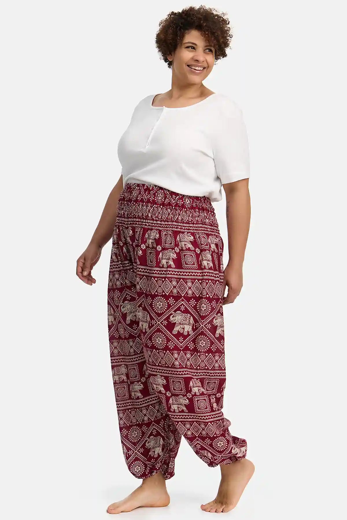 Harem Pants Red Elephant Plus Size