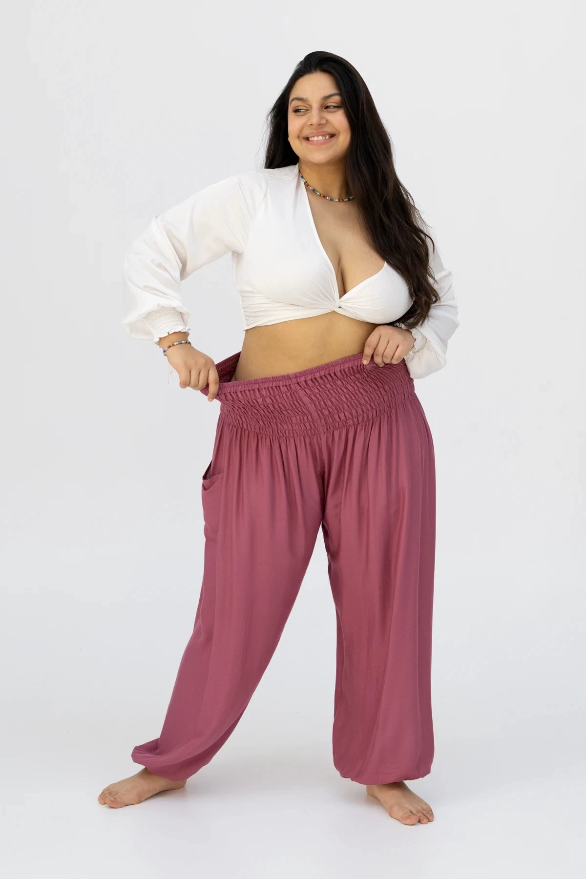Haremshose Himbeerrot Plus Size