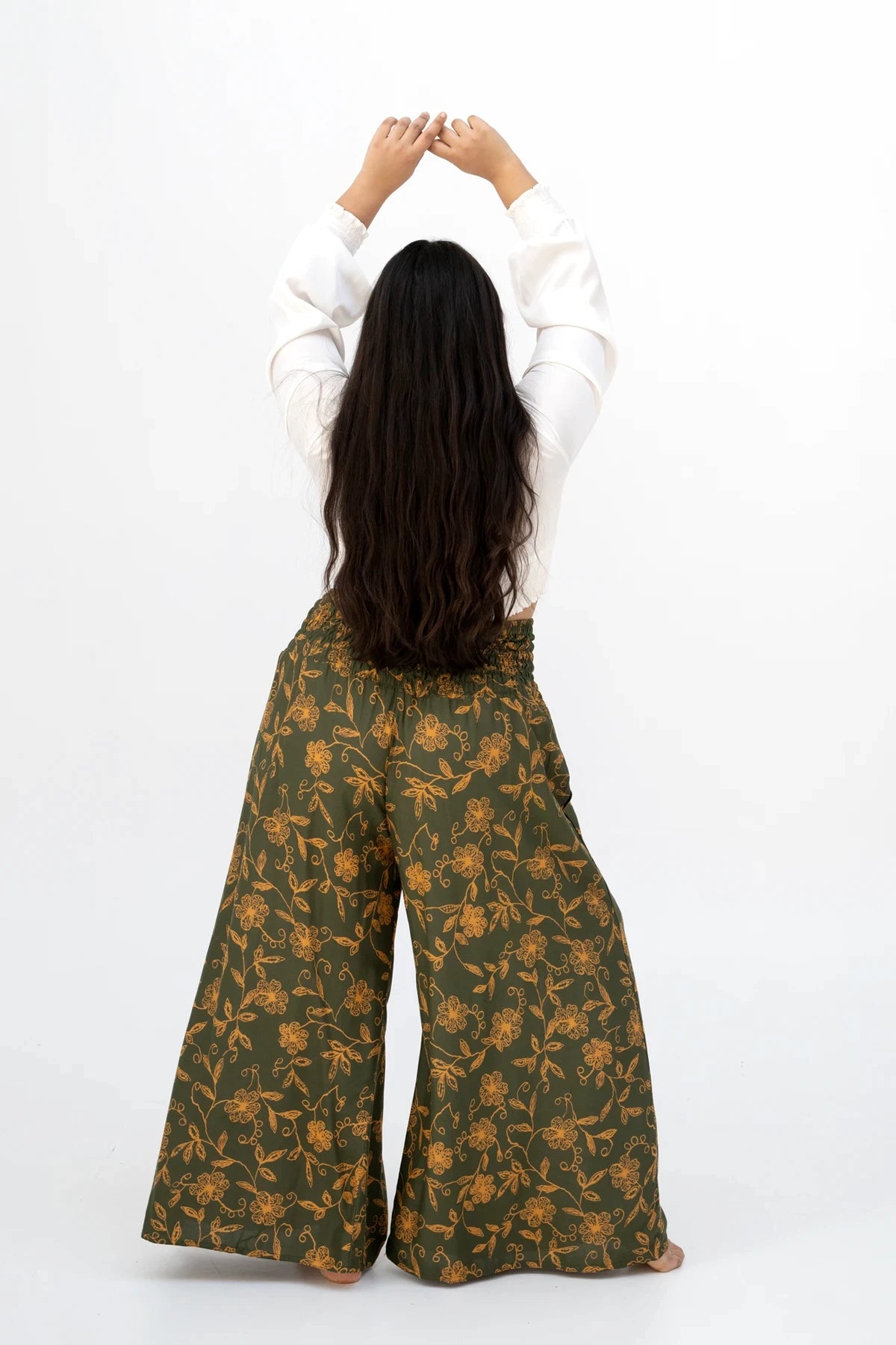Palazzo Olivgrüne Wildblume Plus Size