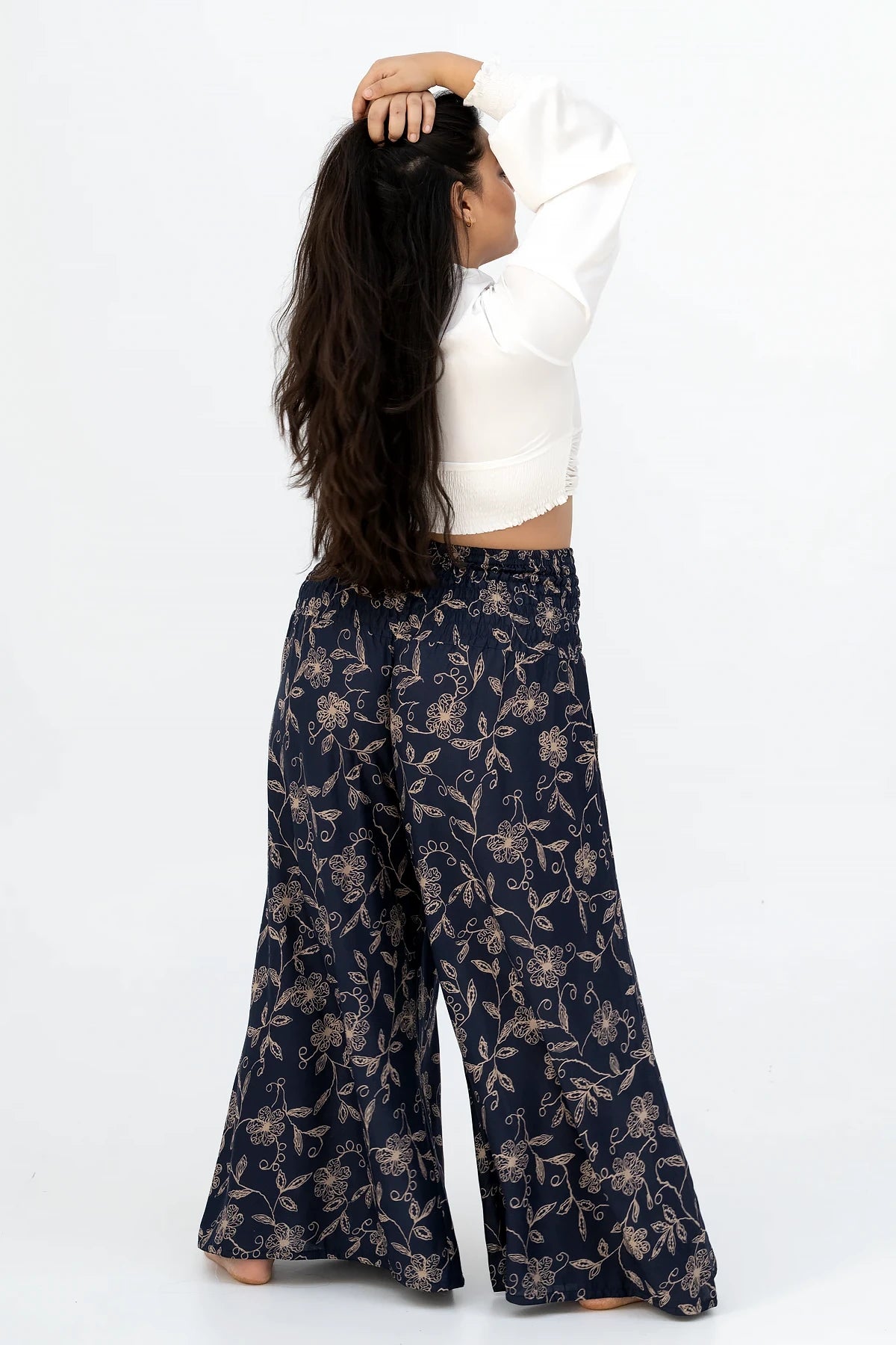 Palazzo Tiefblaue Wildblume Plus Size