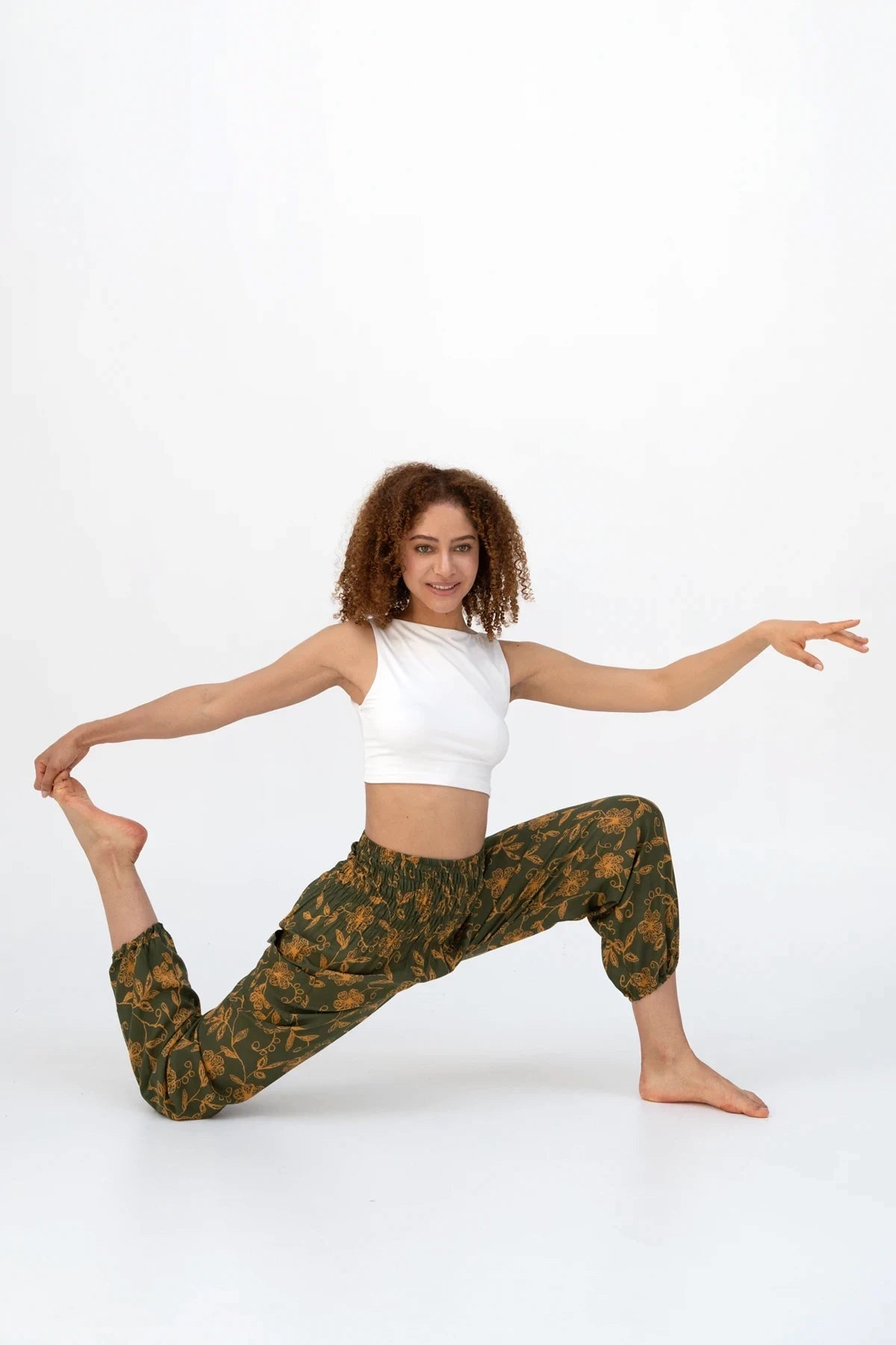 Harem Pants Olive Green Wildflower Long Version