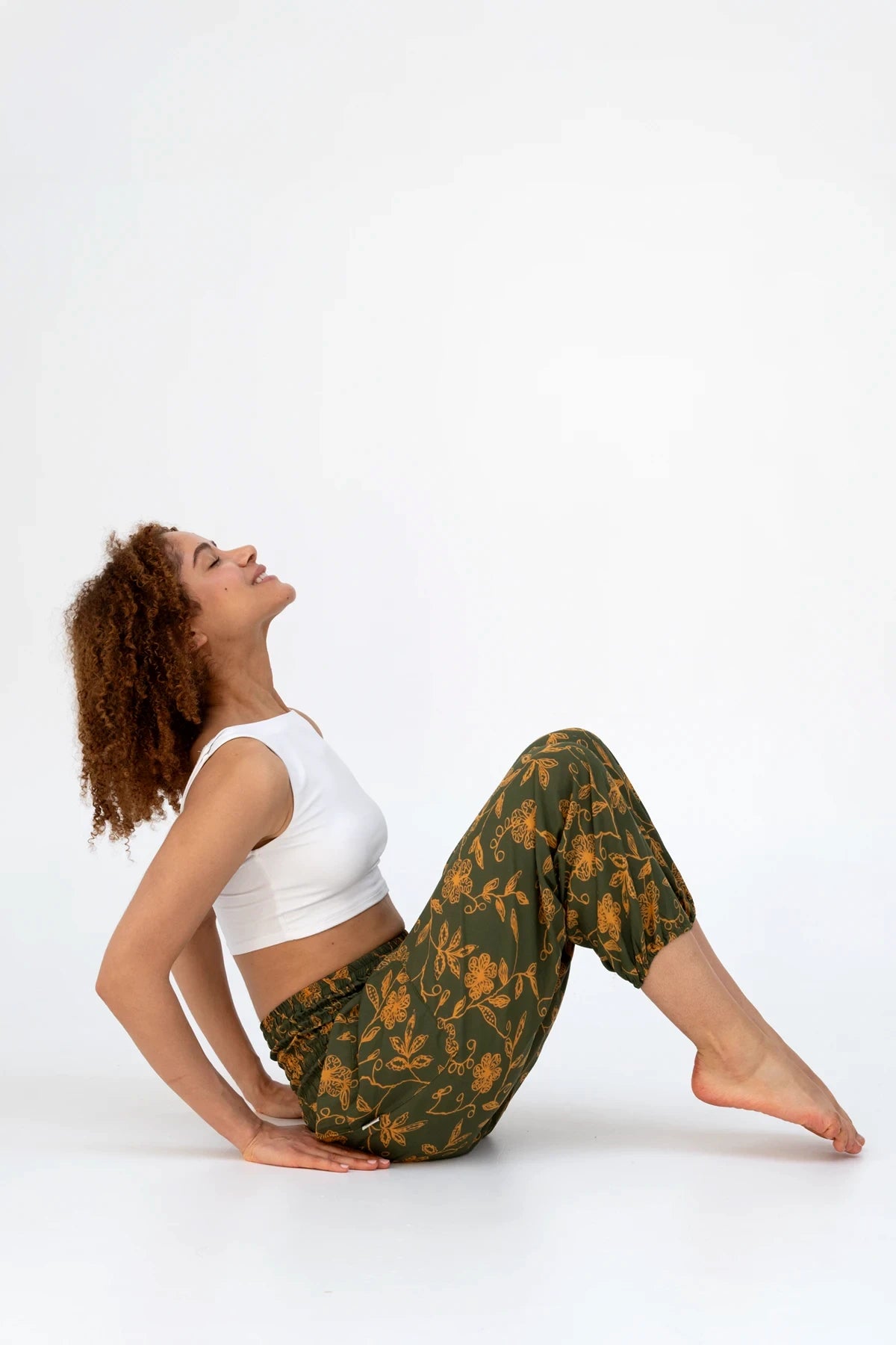 Harem Pants Olive Green Wildflower Long Version