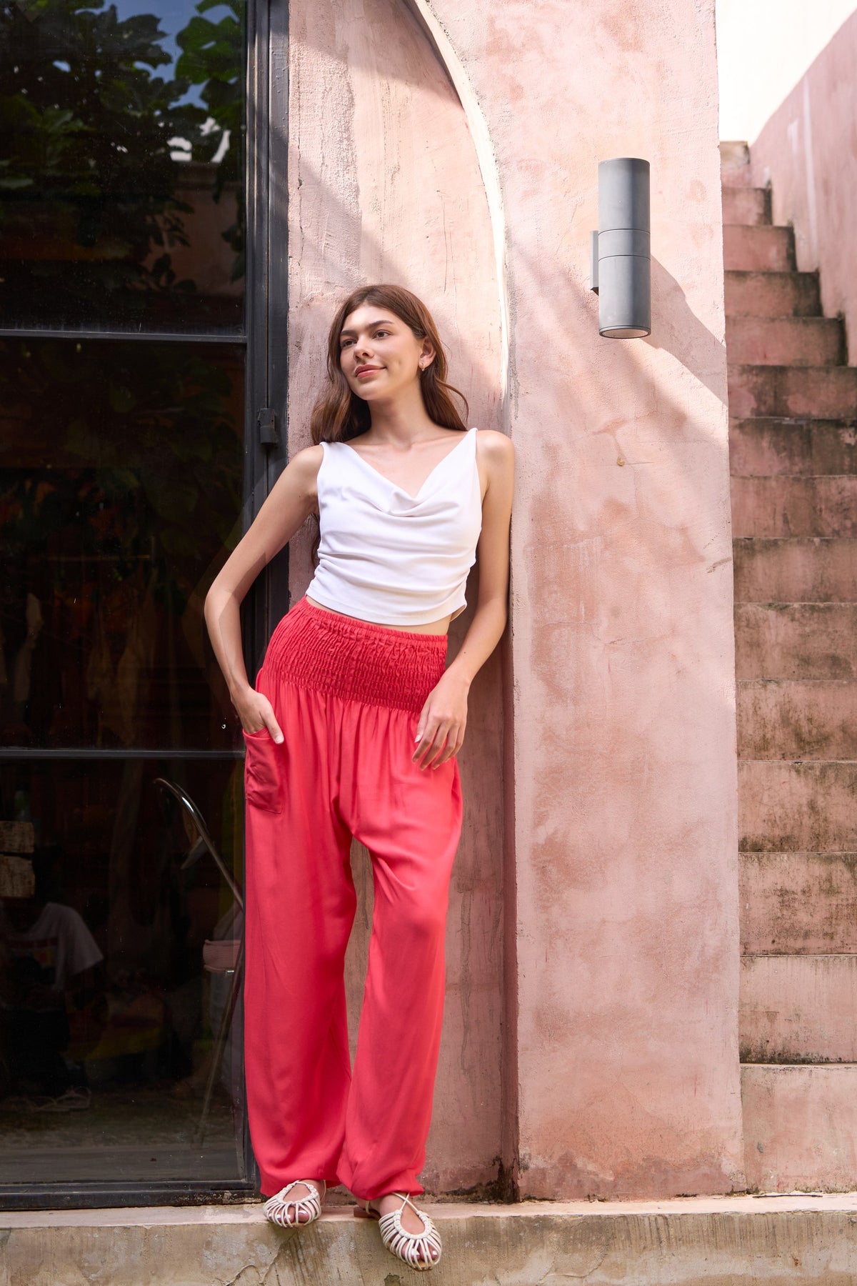 Harem pants raspberry red