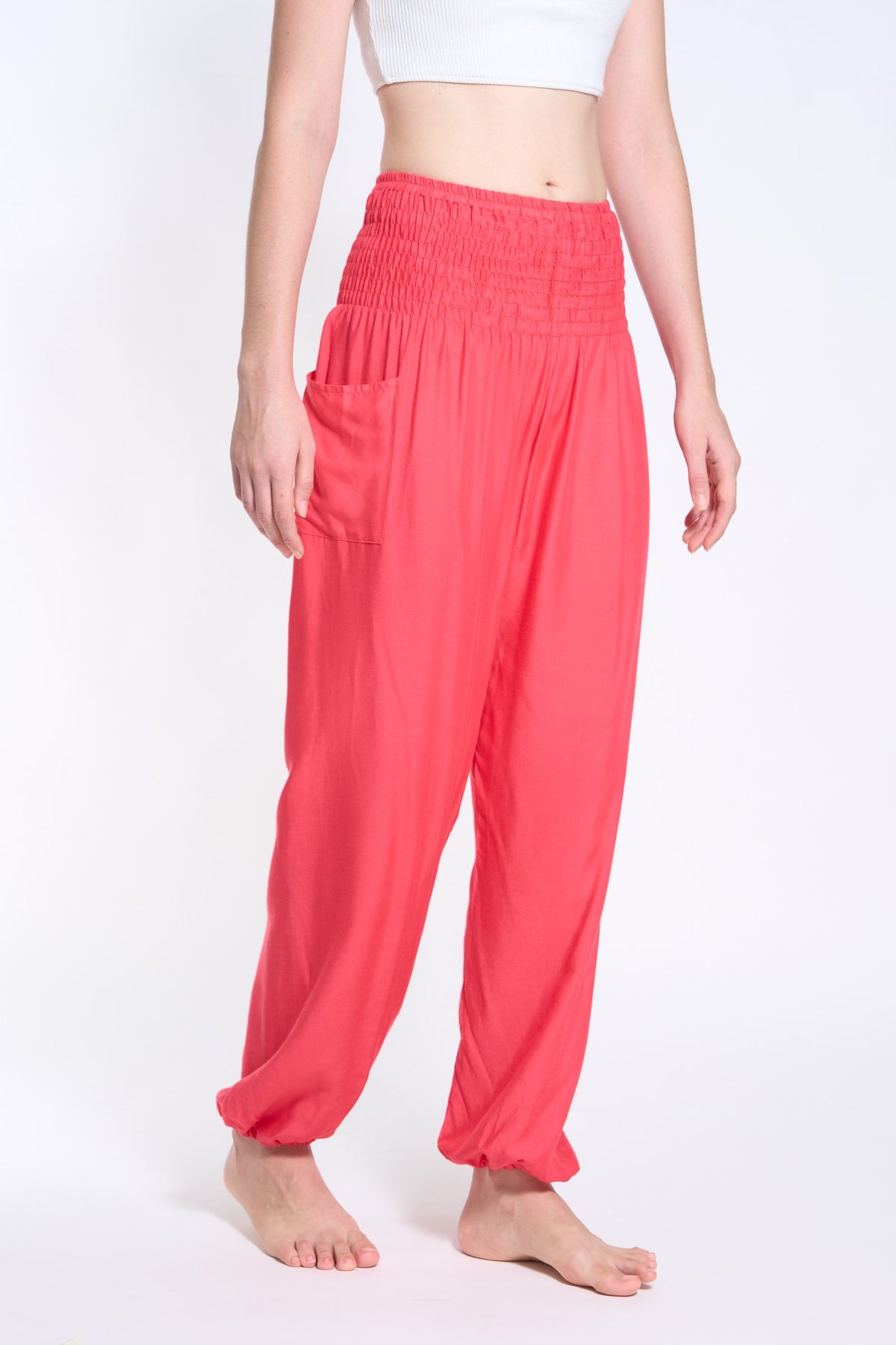 Harem pants raspberry red