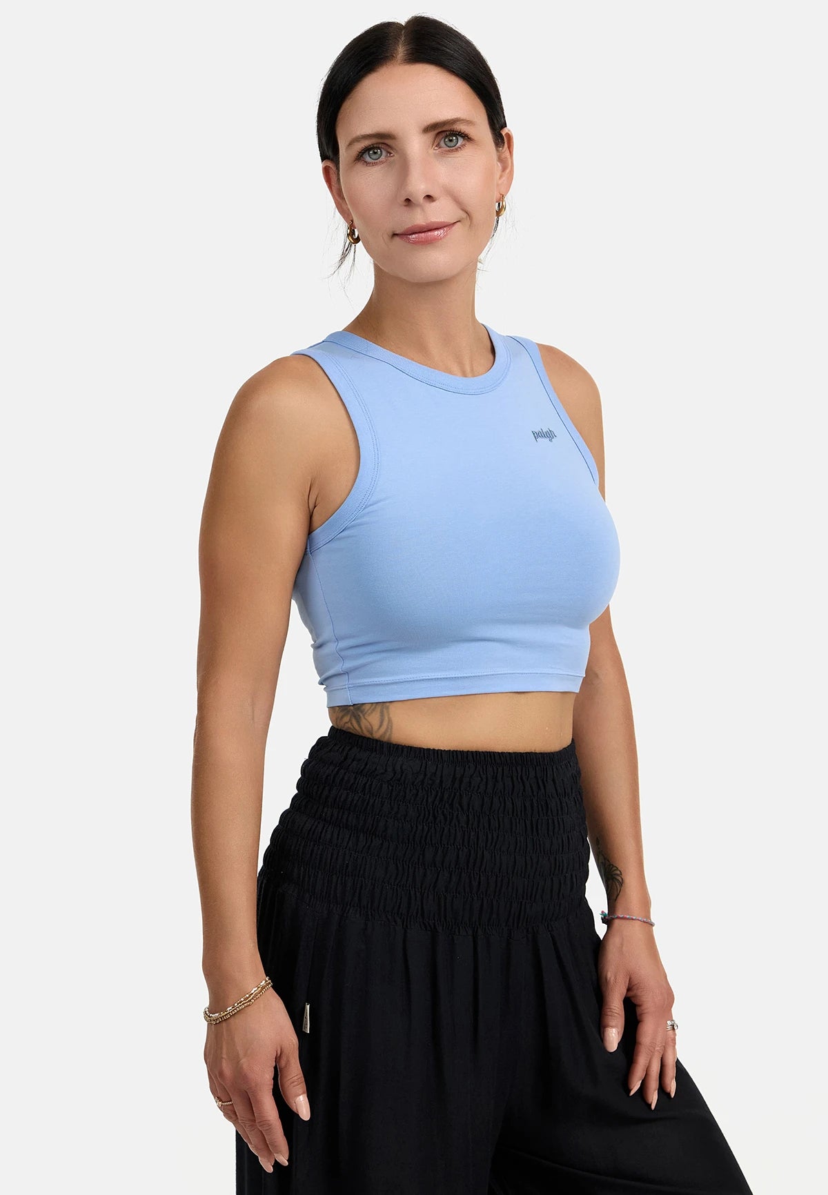 Organic Crop Top Friedensblau