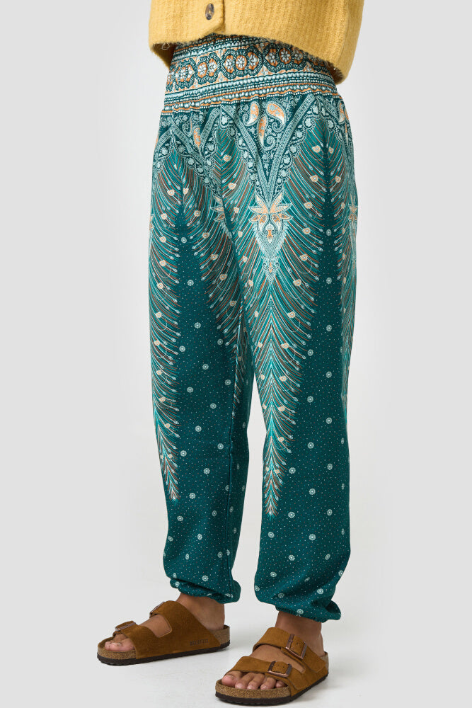Warm Loungewear Harem Pants Oriental Sea