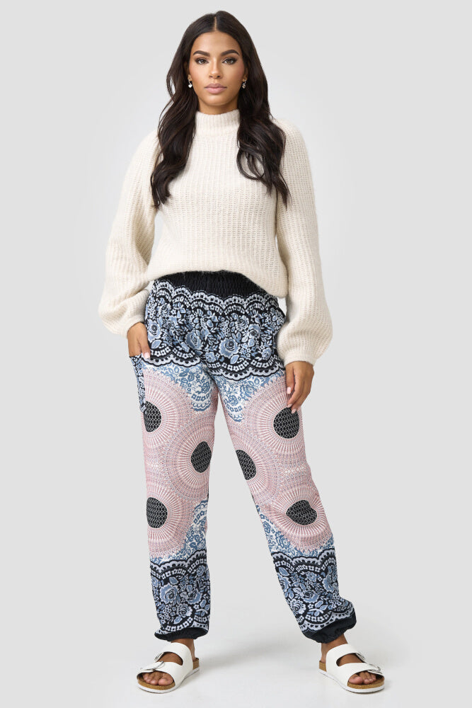 Warm Loungewear Harem Pants Aquarelle Mandala