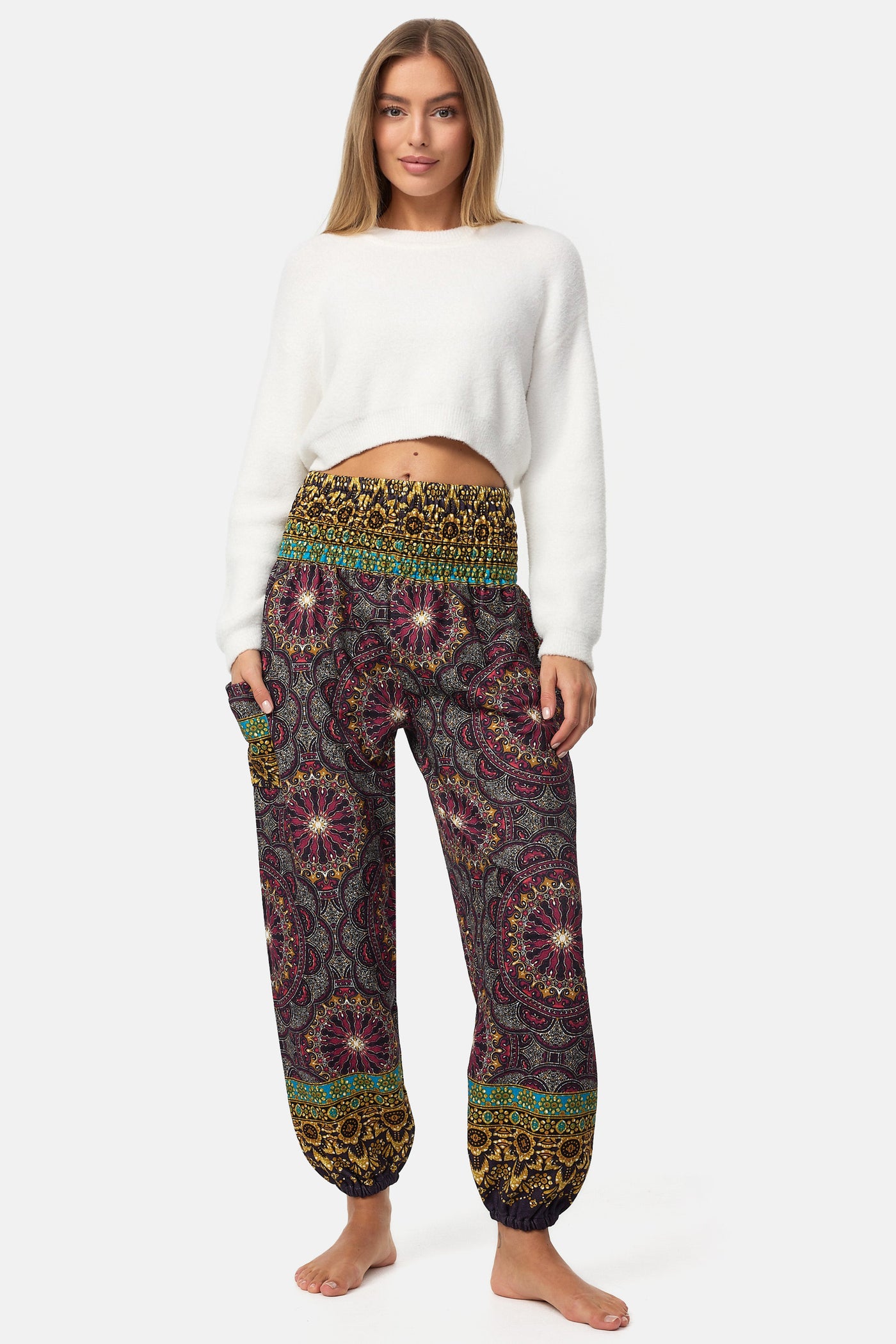 Women Winter Casual Pure Color Padded Harem Pants