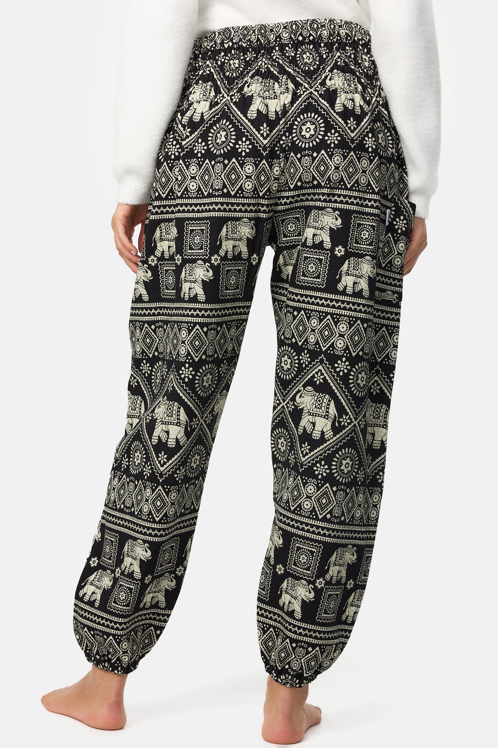 Warme Loungewear Haremshose Schwarzer Elefant