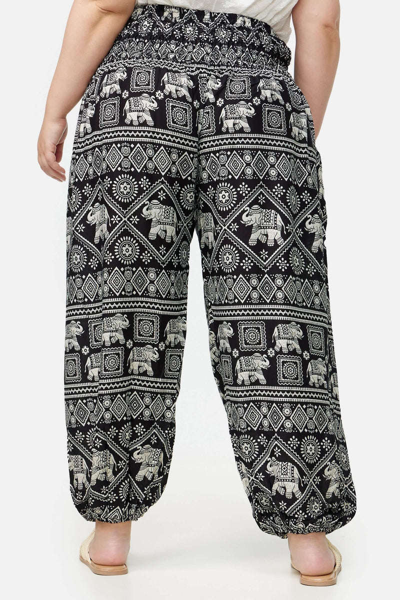 Harem Pants Black Elephant