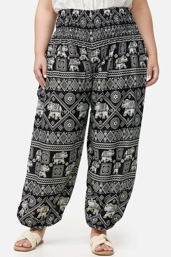 Harem Pants Black Elephant