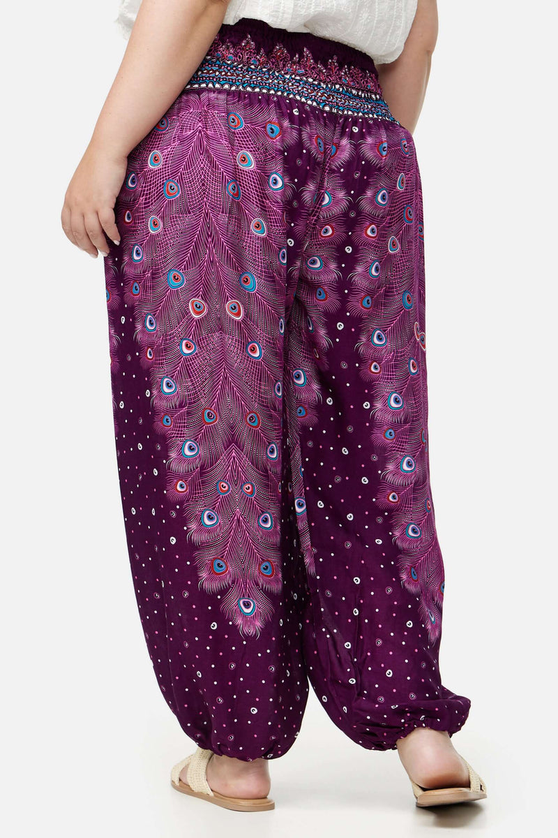 Haremshose Lila Pfauenauge Plus Size von hinten